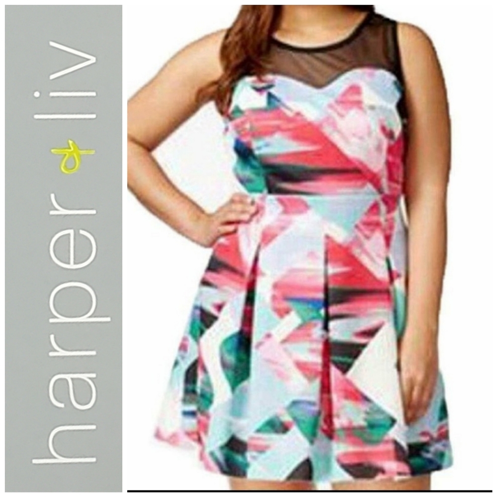 Harper & Liv Skater Dress W Mesh Panel sz 18 NWT